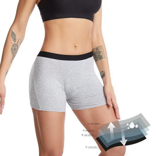 Absorbent Overnight Incontinence Boyshorts - 4-Layer Leak-Proof Cotton Menstrual Underwear for Heavy Flow