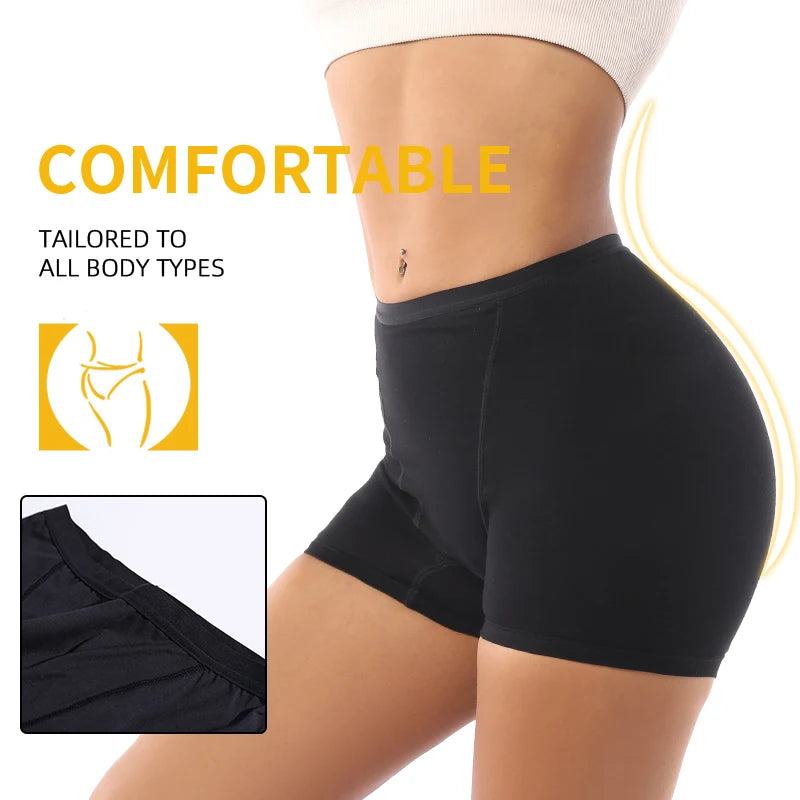 Absorbent Overnight Incontinence Boyshorts - 4-Layer Leak-Proof Cotton Menstrual Underwear for Heavy Flow