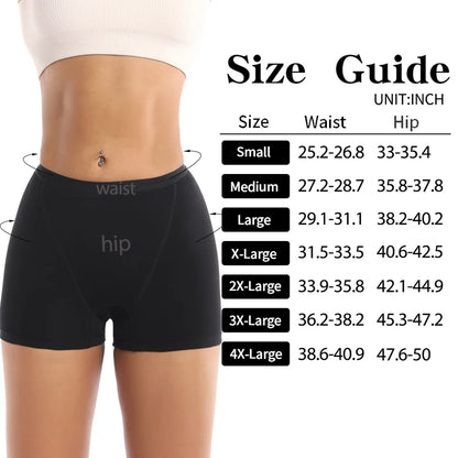 Absorbent Overnight Incontinence Boyshorts - 4-Layer Leak-Proof Cotton Menstrual Underwear for Heavy Flow